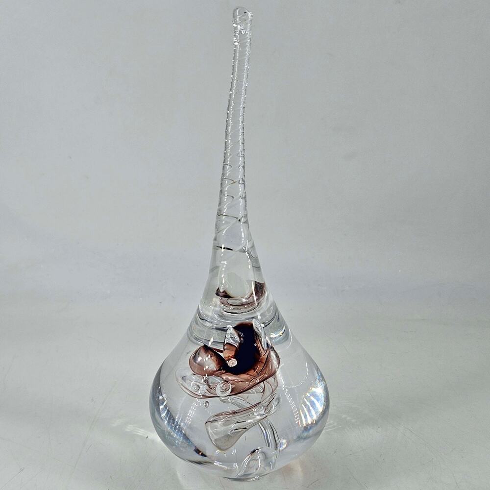 Hand blown art glass Ulven Sweden teardrop paperweight figurine 8"